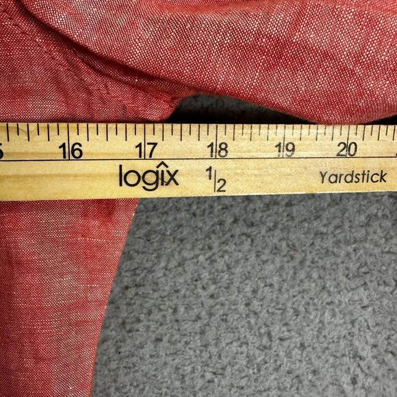 Banana Republic top women 2P orange chambray button up linen blend office career - Picture 3 of 7